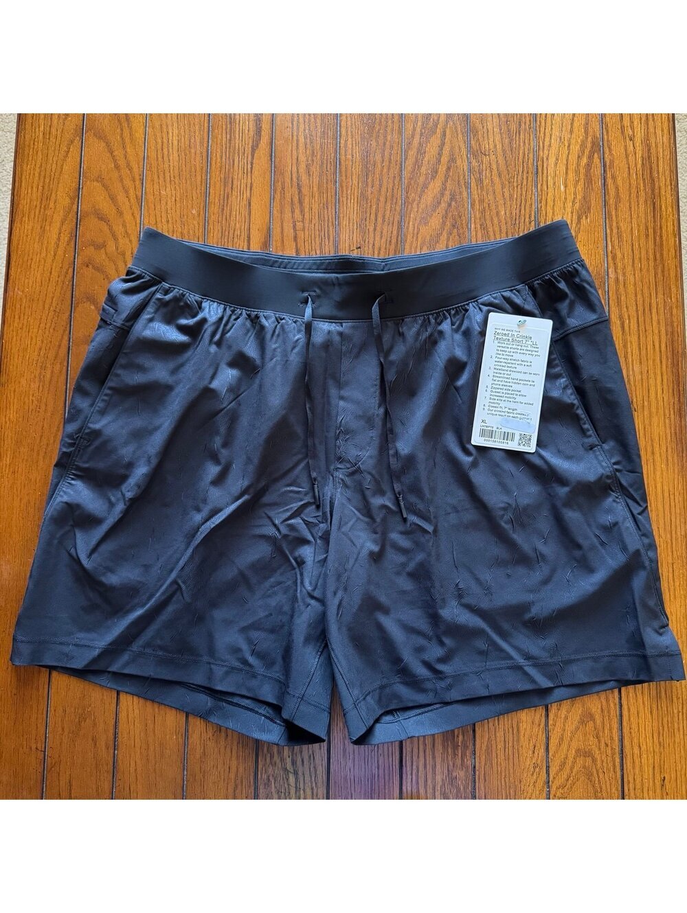 Lululemon Men’s Size XL Zeroed In Crinkle Texture Short 7” Linerless Black NWT